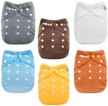 ALVABABY 6 Pack Baby Cloth Diapers Warm for Autumn and Winter with 6pcs 4-Layers Rayon from Bamboo Inserts,Cloth Diaper Covers Adjustable Washable Reusable for Baby Girls and Boys 6BMR01