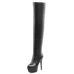 Smilice Women Fashion Thigh High Boots Black