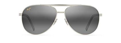 Maui Jim Men's and Women's Seacliff Polarized Aviator Sunglasses, Silver/Neutral Grey, Medium