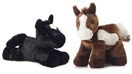 Aurora Paint Plush Horse & Beau Black Horse Mini Flopsie 8 Bundle