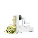 Inspiralized Inspiralizer: Official Vegetable Spiralizer - Four Distinct Noodle Shapes, Easy Handling, Steady Base, Safe Blade Cover, Easy Storage, White Plastic Body & Blades
