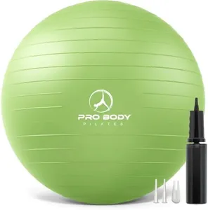 ProBody Pilates Ball Yoga Ball Exercise Ball, Balance Ball or Pregnancy Ball for Stability, Yoga Ball Chair, Therapy Ball Workout Ball or Birthing Ball for Pregnancy (Lime, 75 cm)