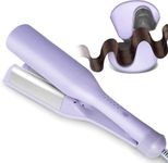 French Wave Curling Iron 1.4 Inch Double Barrel Hair Waver, Ceramic Crimper for Women, Anti-Scald, Dual Voltage Wavy Hair Tool – Purple