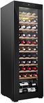 Schmecke 44 Bottle Compressor Wine Cooler Refrigerator | Large Freestanding Wine Cellar | 41f-64f Digital Temperature Control Wine Fridge For Red, White, Champagne or Sparkling Wine - Black