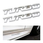 TSUGAMI Turbo Car Emblem, 2 PCS 3D Metal Turbo Badge for Auto Side Body Fender Rear Trunk, Automotive Replacement Decoration Decal Sticker, Tailgate Letter Nameplate for All Cars, Truck, SUV (Silver)