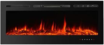 CharaVector Electric Fireplaces Recessed Wall Mounted Fireplace Insert 50 Inch Wide Heater LED Fire Place Remote Control & Touch Screen