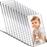 20 Pack Acrylic Photo Sign Holder 8 x 10 Inch Plastic Picture Frames Clear Photo Booth Frames Slanted Back Vertical Table Paper Menu Display Stand Portrait Frames Flyer Holder for Home Office Store
