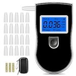Alcohol Breathalyzer, Professional Grade Accuracy Alcohol Breath Tester for BAC Testing, Portable Blood Alcohol Tester with 20 Mouthpieces & Digital Blue LCD Display for Personal Home Use