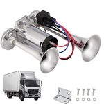 Rppiup Air Horn 12V, 600DB Super Loud Car Horn, Double Tube Train Horn with Compressor, Airhorn for Truck, Train, Car, Van (Silver)