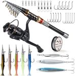 Alwonder Fishing Rod and Reel Combo Telescopic Rod 4000 Spinning Reel Combo Set Saltwater Sea Fishing Lures Jigs Spoon Spinner Sandeel Lures Sea Gear Equipment Tackle 2.3M
