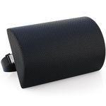 FOVERA Lumbar Support Roll for Back Pain Relief - Versatile Cushion for Office, Car, and Travel with Adjustable Strap, Provides Ideal Lumbar, Back Support & Posture Correction (Mesh Black, Slim)