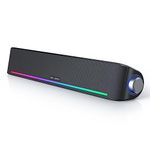 Computer Speakers, Hi-Fi Sound Quality Computer Sound Bar, Bluetooth 5.0 & 3.5mm Wired PC Speakers with 4 Dynamic Lighting Modes, USB Powered Speakers for PC, Desktop, Laptops, Phones, Monitors, Xbox