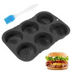 Konesky Silicone Baguette Pan, High Temperature Resistance French Stick Bread Baking Tray with Brush, Non-Stick Baking Mold with 6 Slots, French Bread Baking Mould for Baking Kitchen Gadgets-Round