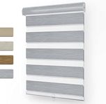 Keego Zebra Blinds for Windows Cordless Window Shades Blackout Dual Layer Roller Shades for Home Bedroom Office (Grey Color, 30" W x 64" H)