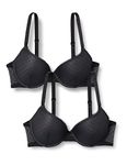 Iris & Lilly Women's Mesh Push-Up Bra, Pack of 2, Black, 38B