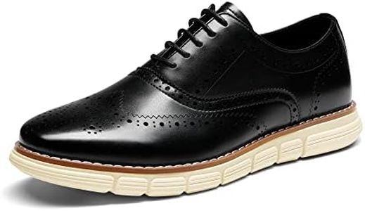 Bruno Marc Men's Crossflex Dress Sneakers Wingtip Derby Casual Oxford Formal Shoes,Size 8,Black/Gw,GRANDWING