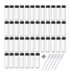 ELFENSTALL- 50pcs 5ml 1/6oz Vials Clear Glass Bottle with Orifice Reducer Black Caps Jars Portable For Travel Essential Oil Perfume Liquid Sampling Sample + Free 5pcs 3ml Dropper