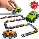 Skoolzy 26 Cars ABC Alphabet Learning Toys with 15 Piece Felt Track, Manipulatives for Preschoolers, Educational Toys, Car Toys for Kids, Sensory Activities for Toddlers, Classroom Must Haves