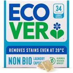 Ecover Non-Bio Washing Capsules - Laundry Capsules / Tablets - Laundry Detergent With Clean And Fresh Almond & Rescued Apricot Scent, 1x Pack of 34 Capsules / Tablets