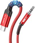 JSAUX USB C to 3.5mm Audio Aux Jack Cable Compatible with iPhone 16 Pro Max/15 Pro Max Plus [3.3ft], USB Type C to 3.5mm Headphone Stereo Cord Car for Samsung Galaxy S24 S23, iPad Pro, Pixel 9/8-Red