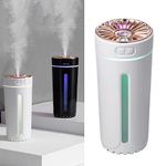 Car Humidifiers 300ML Portable Mini Humidifier Cool Mist Sprayer Desktop Humidifiers with Night Light Auto Off Function for Home Car Bedroom (white,USB)