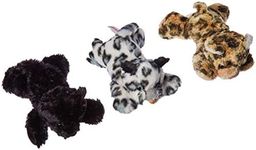 Aurora Bundle of 3 Stuffed Beanbag Animals:Snow Leopard, Streak Cheetah and Onyx Black Panther 8" Mini Flopsie Plush Beanbag