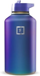 IRON °FLASK Camping & Hiking Hydration Flask with Straw, Wide Mouth Insulated Stainless Steel Sports Water Bottle - Aurora 64 oz - Straw (1 Lid)