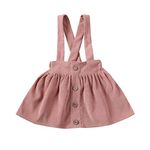 Vohawsa Toddler Baby Girl Velvet Backless Ruffle Strap Overalls Skirt Solid Suspender Tutu Dress Fall Spring Summer Clothes (1-2T, Pink #7)