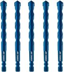 JOERIC 3/8”Masonry Drill Bit Set, 5Pieces 10mm Concrete Drill Bits Set Ceramic Drill Bit Carbide for Ceramic Tile, Plastic, Wall, Brick, Cement, Concrete, Wood (Blue)