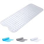 Oxford Homeware Shower Bath Mat Non Slip Anti Mould - Clear 70x38 cm Shower Mat for Bathtub and Bathroom with Drain Holes and Strong Suction Cups Machine Washable Bath Mats