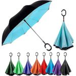 PURNASHAKTI Reverse Umbrella with C-Shaped Handle and UV Protection Inverted Reversible No Drip Umbrella (Multicolor)