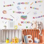 HLNIUC 25pcs Colourful Inspirational Quote Stickers for Kids Be Kind Playroom Sign Book Study Wall Decor Classroom Bulletin Board Decorations Be Happy Be Thankful Positive Wall Decal for Kids Study