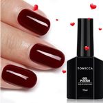 TOMICCA Burgundy Deep Red Nail Polish - 15ML Dark Red Wine Soak Off U V LED Nail Lamp Gel Polish for Professional Salon Long Lasting Easy to Apply