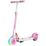 Hoverfly GKS Lumios Electric Scooter for Kid 6-12, Max 10Km and 12km/h Max Speed, 3 Adjustable Height and 6" Flash Front Wheel, UL2272 Certified Approved, Lightweight Aluminum Frame for Boy Girl, Pink