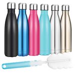 Insulated Water Bottle, Vacuum Stainless Steel & Vacuum Flask Comes with a Cleaning Brush -500ml Stainless Steel Vacuum Bottle, Double Wall Design, Standard Mouth, for Outdoor Sports