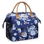 Lekesky Lunch Bag for Women Insulated Lunch Boxes with Top Handle for Picnic,Work,School,Leakproof, Blue Floral