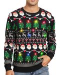 ACOCOPY Women Funny Knitted Pullover Men Light Up Ugly Christmas Sweater Christmas Tree Santa Claus Xmas Knit Jumper for Couple