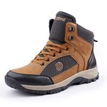 Bacca Bucci® Hike 5-Eye Moto Inspired Light Weighted Mountaineering Backpacking Trekking/Hiking Boots for Men for Beginners- Brown, Size UK8