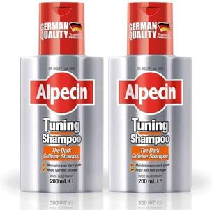 Alpecin Tuning Shampoo 2x 200ml | Preserves Natural Hair Colour and Supports Natural Hair Growth | Dark Caffeine Shampoo to Cover Early Grey Hairs | Hair Care for Men Made in Germany