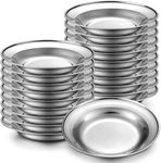 Vesici 20 Pcs Stainless Steel Plates 8.6 Inch Camping Plates Large Serving Platters Silver Serving Platter Mirror Polish Dinner Salad Plates Round Dessert Plates for BBQ Meat Sushi Fruit