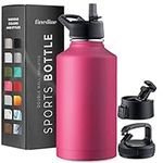 Triple-Insulated Stainless Steel Water Bottle with Straw Lid - Flip-Top Lid - Wide-Mouth Cap (32 oz) Insulated Water Bottles, Keeps Hot and Cold - Sports Canteen Water Bottle