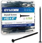 GVAKMM 0.75LB (64pcs),#10x4''Drywall Screws,Black Wood Screws,Coarse Thread,Phillips Bugle Head,Sharp Point,Long Screws for Wood,Sheetrock and More (4 Inch,100mm,64pcs)