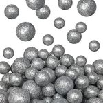 BANBERRY DESIGNS Silver Iridescent Foam Balls - Large Set of Glittered Vase Fillers - Table Scatters