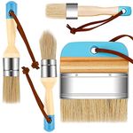 4 Pieces Chalk and Wax Paint Brushes Bristles Painting Natural Brushes Wooden Handle DIY Waxing Brushes for Art Craft Wood Furniture Home Decoration Waxing Painting DIY Tools