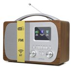 LEMEGA DR5 DAB/DAB+ Digital Radio - Portable DAB Radio with Bluetooth, FM, Alarm Clock, Mains or Battery Powered - Compact Kitchen & Bedside Radio with Wood Cabinet & Brushed Metal Finish - Walnut