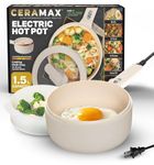 CERAMAX PRO 1.5L Electric Hot Pot with Lid & Steamer, Non Toxic Ceramic Cooker Skillet for Ramen, Eggs, Pasta for Dorms, Camping, RVs, Work, Adjustable Temp. - New Improved 2025 Model