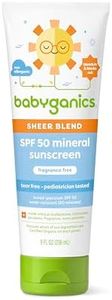 Babyganics SPF 50 Mineral Sunscreen Lotion, Sheer Blend, UVA UVB Protection, Octinoxate & Oxybenzone Free, Water Resistant, Fragrance Free, 8 oz