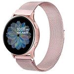 TEWIN Metal Bands Compatible with Samsung Galaxy Watch Active/Active 2 40mm 44mm, 20mm Stainless Steel Mesh Replacement Watch Strap for Galaxy Watch 3 41mm / Galaxy Watch 42mm (20mm, Rose Pink)