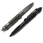 Uzi Tactical Pen Combo Black and Gun Metal Self Defense Pen with Emergency Window and Glass Breaker Ballpoint Pen Multi-Functional Survival Tool Black Used in Police and Military Gear