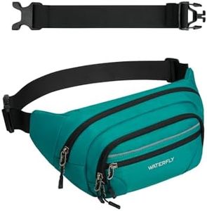WATERFLY 3.5L RFID Fanny Pack: Large Capacity Anti-Theft Crossbody Waist Bag with Extender Strap, 5-Zipper Pockets Waist Pack for Men Women Daily Travel Hiking Walking-Peacock Blue